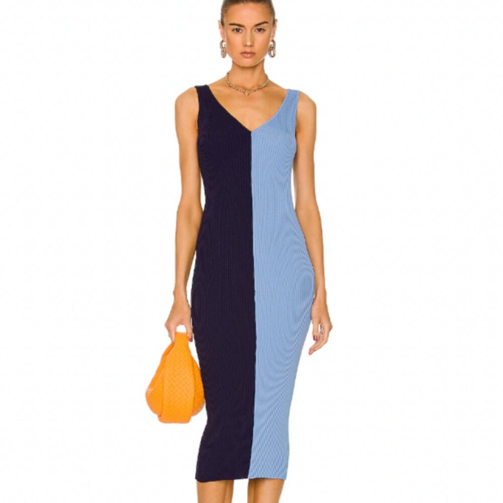 Staud Dana Blue Midi Dress Size M